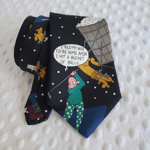 Vintage Golf Tie Richard Torrey Necktie Bench Warmers NWT 100% Silk Bucket Balls - Picture 7 of 12